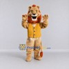 Custom Tan Orange and Yellow Lion in Vest Mascot Costume Adult Full Body Suit for Themed Parties Custom Tan Orange and Yellow Lion in Vest Mascot Costume Adult Full Body Suit for Themed Parties