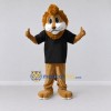 Custom Tan Brown and Black Lion in T-Shirt Mascot Costume Adult Full Body Suit for School Events