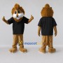 Custom Tan Brown and Black Lion in T-Shirt Mascot Costume Adult Full Body Suit for School Events