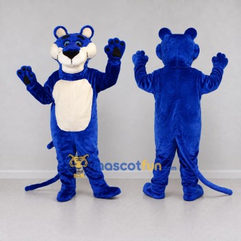 Custom Blue and Cream Panther Mascot Costume Adult Full Body Suit for Sports Events