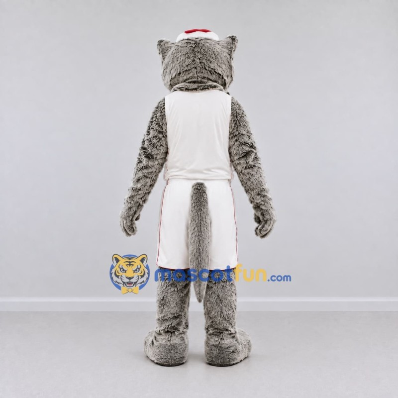 Custom Gray and White Wolf in Sportswear Mascot Costume Adult Full Body Suit for Sports Events Custom Gray and White Wolf in Sportswear Mascot Costume Adult Full Body Suit for Sports Events