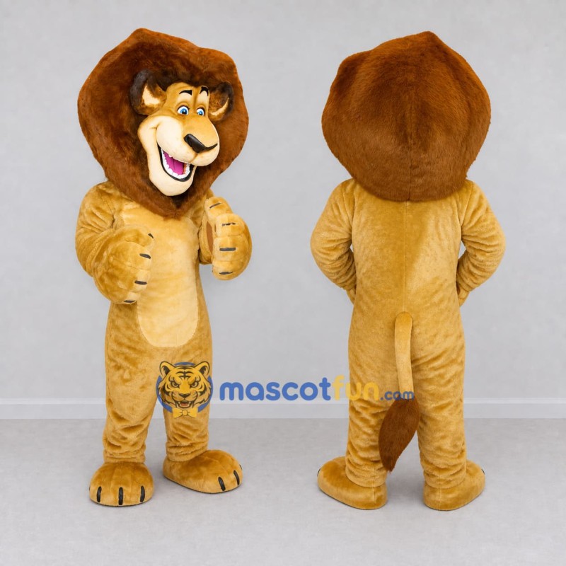 Custom Golden Brown and Brown Lion Mascot Costume Adult Full Body Suit for Wildlife Events