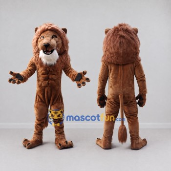 Custom Brown and White Muscular Lion Mascot Costume Adult Full Body Suit for Sports Events