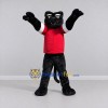 Custom Black and Red Panther in T-Shirt Mascot Costume Adult Full Body Suit for Sports Events Custom Black and Red Panther in T-Shirt Mascot Costume Adult Full Body Suit for Sports Events