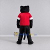 Custom Black and Red Panther in T-Shirt Mascot Costume Adult Full Body Suit for Sports Events Custom Black and Red Panther in T-Shirt Mascot Costume Adult Full Body Suit for Sports Events