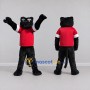 Custom Black and Red Panther in T-Shirt Mascot Costume Adult Full Body Suit for Sports Events