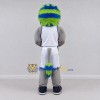 Custom Gray Blue Green and White Lion in Sportswear Mascot Costume Adult Full Body Suit for Sports Events Custom Gray Blue Green and White Lion in Sportswear Mascot Costume Adult Full Body Suit for Sports Events