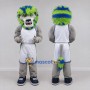 Custom Gray Blue Green and White Lion in Sportswear Mascot Costume Adult Full Body Suit for Sports Events