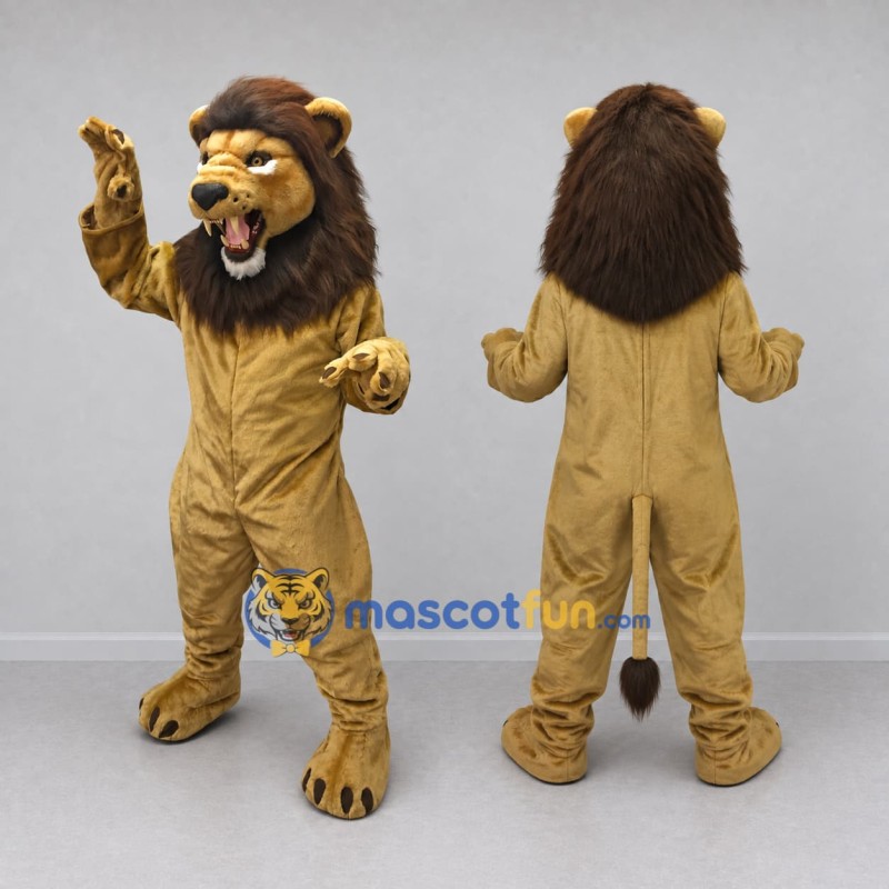 Custom Tan and Brown Lion Mascot Costume Adult Full Body Suit for Wildlife Events