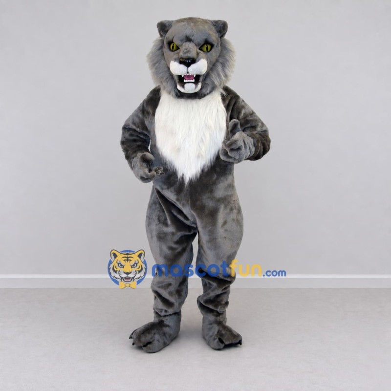 Custom Gray and White Big Cat Mascot Costume Adult Full Body Suit for Wildlife Events Custom Gray and White Big Cat Mascot Costume Adult Full Body Suit for Wildlife Events