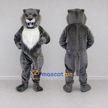 Custom Gray and White Big Cat Mascot Costume Adult Full Body Suit for Wildlife Events