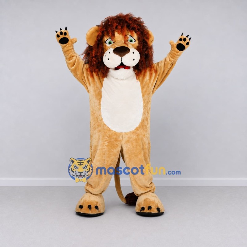 Custom Tan and Brown Lion Mascot Costume Adult Full Body Suit for Wildlife Events