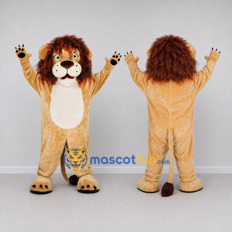 Custom Tan and Brown Lion Mascot Costume Adult Full Body Suit for Wildlife Events