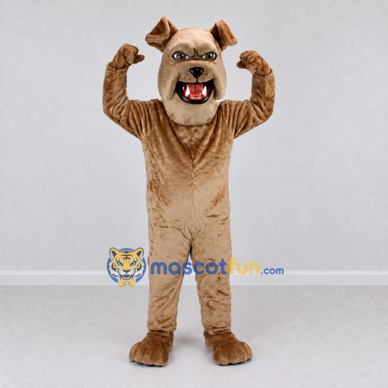Custom Tan Bulldog Mascot Costume Adult Full Body Suit for Sports Events Custom Tan Bulldog Mascot Costume Adult Full Body Suit for Sports Events