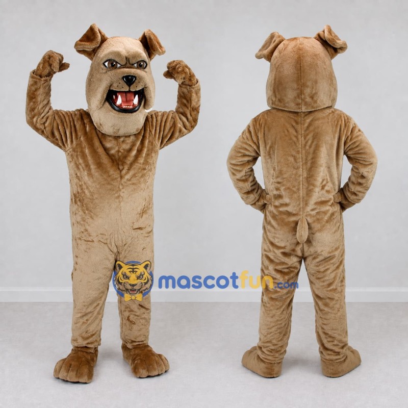 Custom Tan Bulldog Mascot Costume Adult Full Body Suit for Sports Events Custom Tan Bulldog Mascot Costume Adult Full Body Suit for Sports Events