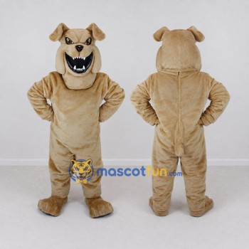 Custom Cream and Tan Bulldog Mascot Costume Adult Full Body Suit for Sports Events