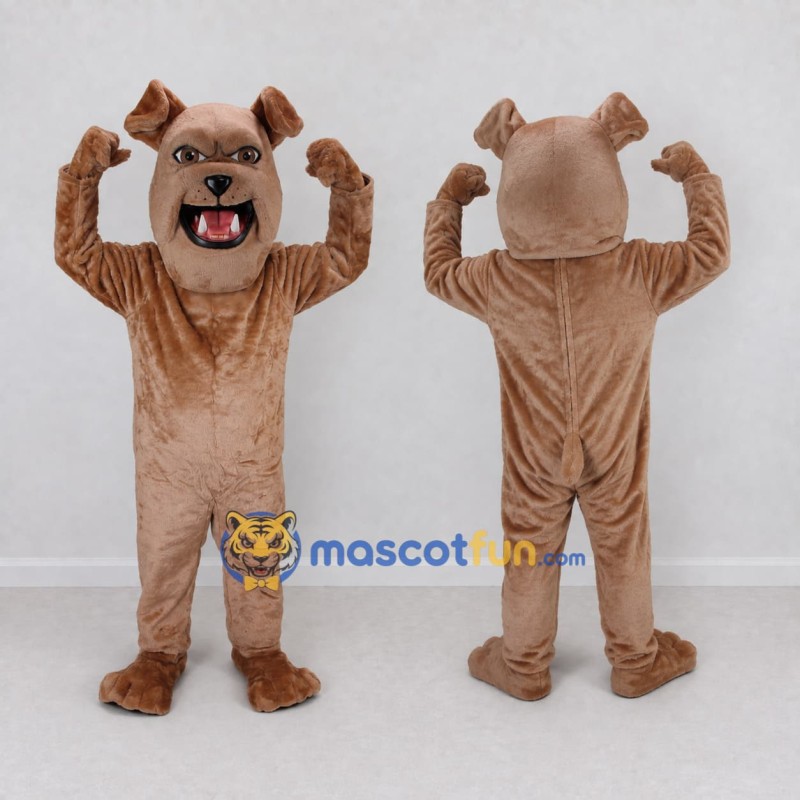 Custom Brown Bulldog Mascot Costume Adult Full Body Suit for Sports Events