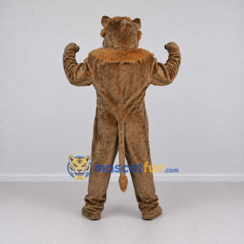 Custom Brown and Tan Muscular Lion Mascot Costume Adult Full Body Suit for Sports Events