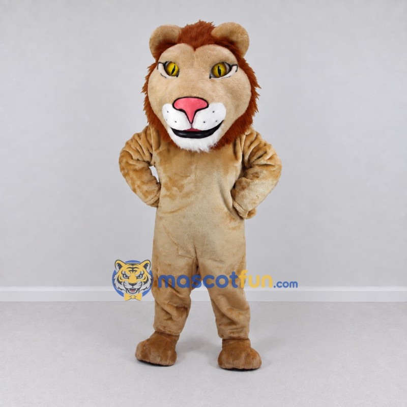 Custom Tan and Orange Lion Mascot Costume Adult Full Body Suit for Wildlife Events