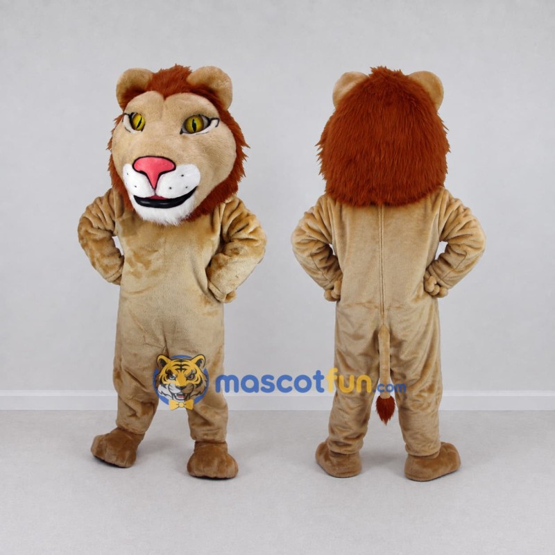 Custom Tan and Orange Lion Mascot Costume Adult Full Body Suit for Wildlife Events