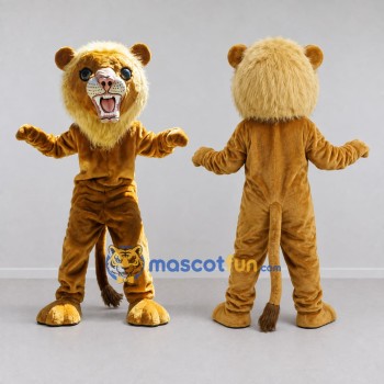 Custom Golden Brown Lion Mascot Costume Adult Full Body Suit for Wildlife Events