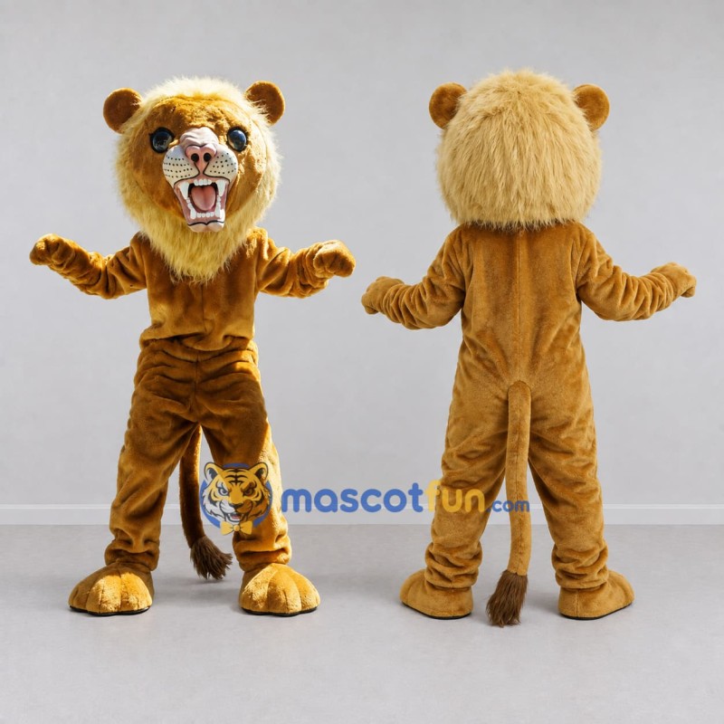 Custom Golden Brown Lion Mascot Costume Adult Full Body Suit for Wildlife Events Custom Golden Brown Lion Mascot Costume Adult Full Body Suit for Wildlife Events