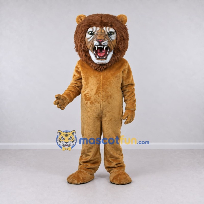 Custom Tan and Brown Lion Mascot Costume Adult Full Body Suit for Wildlife Events
