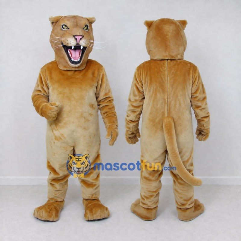 Custom Tan and White Big Cat Mascot Costume Adult Full Body Suit for Wildlife Events Custom Tan and White Big Cat Mascot Costume Adult Full Body Suit for Wildlife Events