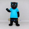 Custom Black and Turquoise Panther in T Shirt Mascot Costume Adult Full Body Suit for School Events Custom Black and Turquoise Panther in T Shirt Mascot Costume Adult Full Body Suit for School Events