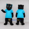 Custom Black and Turquoise Panther in T Shirt Mascot Costume Adult Full Body Suit for School Events Custom Black and Turquoise Panther in T Shirt Mascot Costume Adult Full Body Suit for School Events