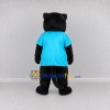 Custom Black and Turquoise Panther in T Shirt Mascot Costume Adult Full Body Suit for School Events Custom Black and Turquoise Panther in T Shirt Mascot Costume Adult Full Body Suit for School Events