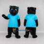 Custom Black and Turquoise Panther in T Shirt Mascot Costume Adult Full Body Suit for School Events