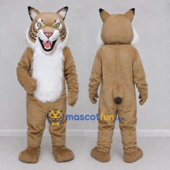 Custom Tan and White Lynx Mascot Costume Adult Full Body Suit for Wildlife Events