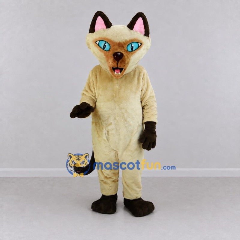 Custom Cream and Dark Brown Siamese Cat Mascot Costume Adult Full Body Suit for Pet Events Custom Cream and Dark Brown Siamese Cat Mascot Costume Adult Full Body Suit for Pet Events