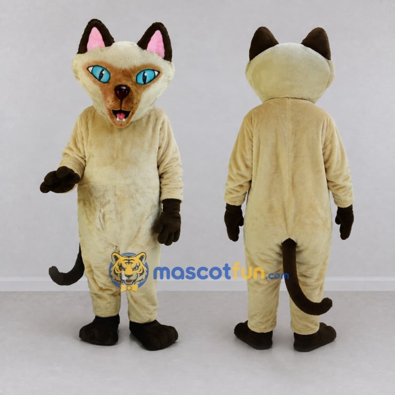 Custom Cream and Dark Brown Siamese Cat Mascot Costume Adult Full Body Suit for Pet Events Custom Cream and Dark Brown Siamese Cat Mascot Costume Adult Full Body Suit for Pet Events