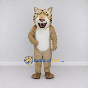 Custom Tan and White Wild Cat Mascot Costume Adult Full Body Suit for Wildlife Events