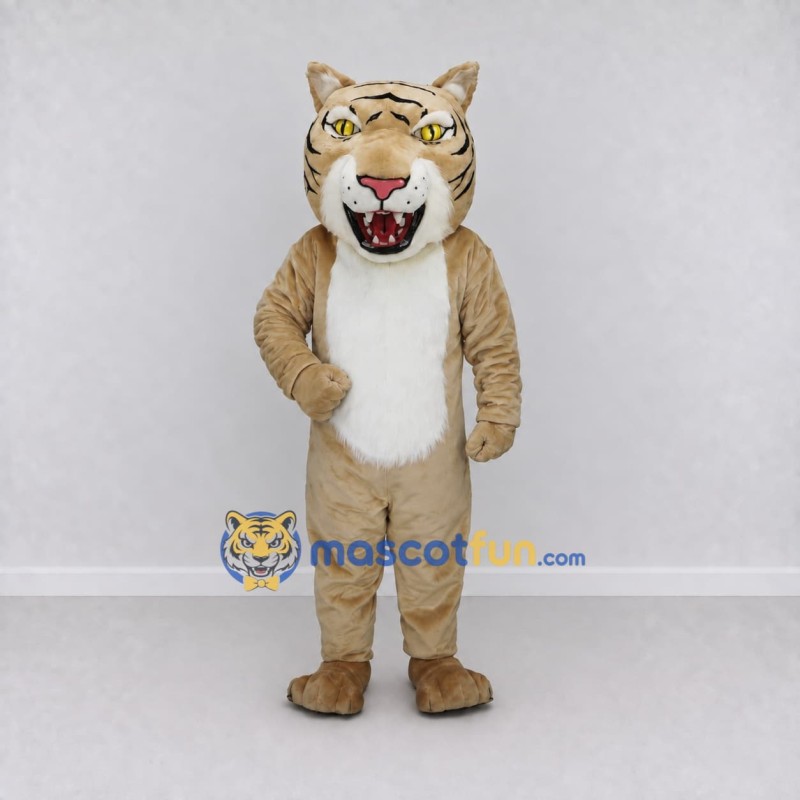 Custom Tan and White Wild Cat Mascot Costume Adult Full Body Suit for Wildlife Events Custom Tan and White Wild Cat Mascot Costume Adult Full Body Suit for Wildlife Events