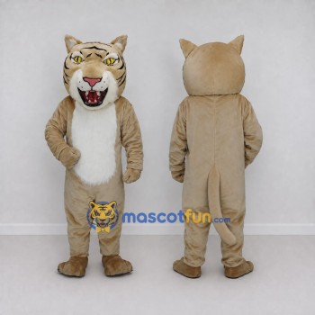 Custom Tan and White Wild Cat Mascot Costume Adult Full Body Suit for Wildlife Events