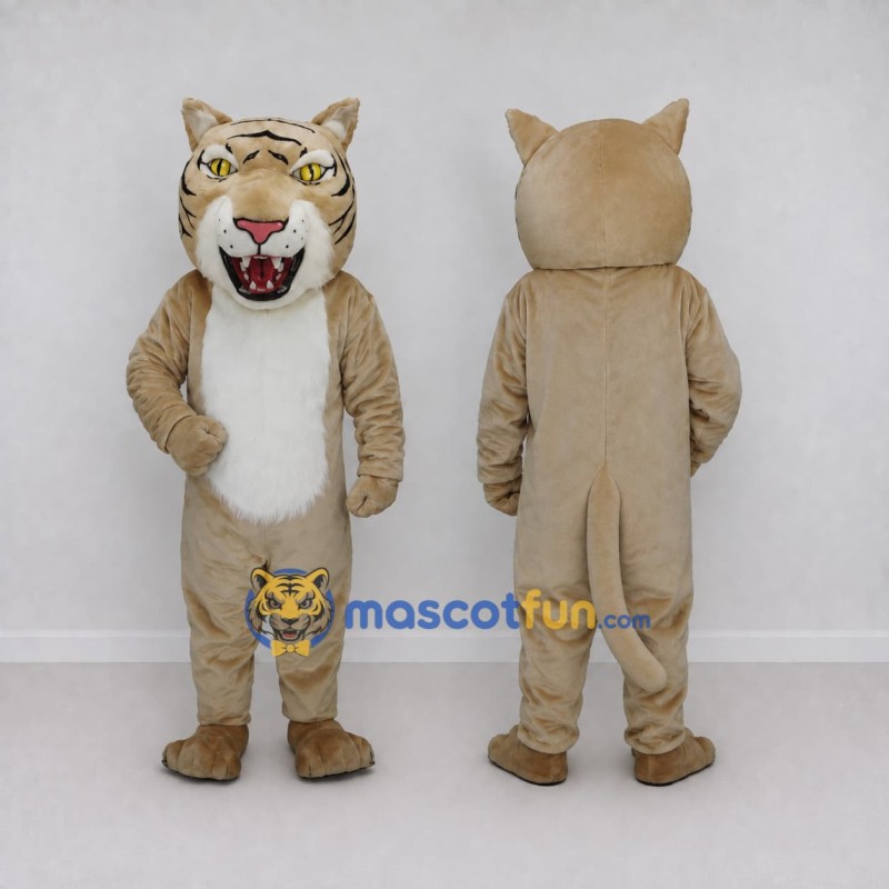Custom Tan and White Wild Cat Mascot Costume Adult Full Body Suit for Wildlife Events Custom Tan and White Wild Cat Mascot Costume Adult Full Body Suit for Wildlife Events