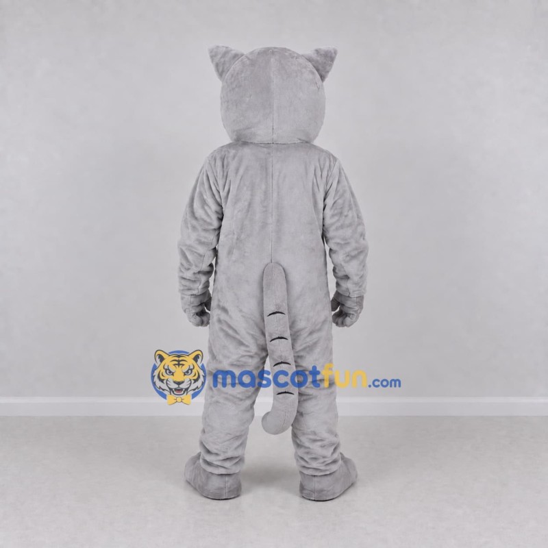 Custom Gray and White Wild Cat Mascot Costume Adult Full Body Suit for Wildlife Events Custom Gray and White Wild Cat Mascot Costume Adult Full Body Suit for Wildlife Events