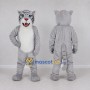 Custom Gray and White Wild Cat Mascot Costume Adult Full Body Suit for Wildlife Events