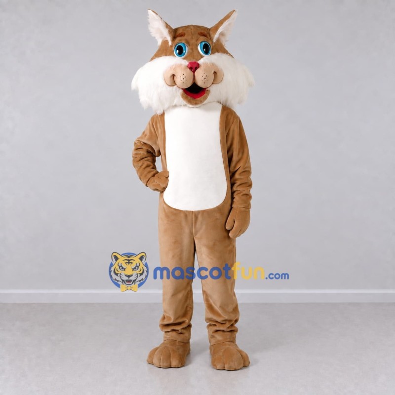 Custom Tan and White Lynx Mascot Costume Adult Full Body Suit for Wildlife Events Custom Tan and White Lynx Mascot Costume Adult Full Body Suit for Wildlife Events