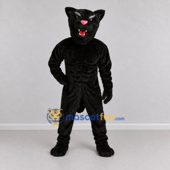 Custom Black Muscular Panther Mascot Costume Adult Full Body Suit for Sports Events
