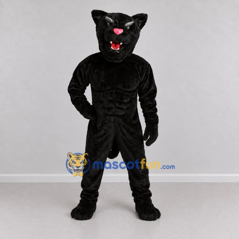 Custom Black Muscular Panther Mascot Costume Adult Full Body Suit for Sports Events Custom Black Muscular Panther Mascot Costume Adult Full Body Suit for Sports Events