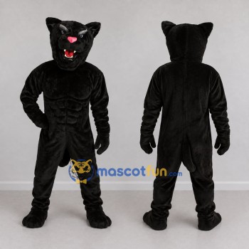 Custom Black Muscular Panther Mascot Costume Adult Full Body Suit for Sports Events