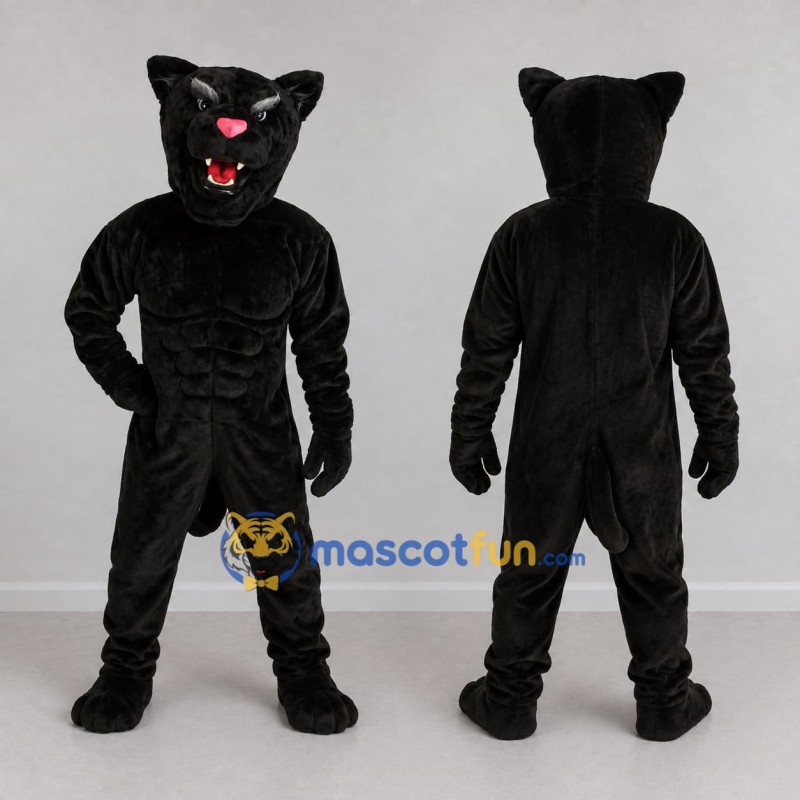 Custom Black Muscular Panther Mascot Costume Adult Full Body Suit for Sports Events Custom Black Muscular Panther Mascot Costume Adult Full Body Suit for Sports Events