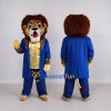 Custom Tan and Blue Lion in Coat Mascot Costume Adult Full Body Suit for Themed Parties