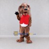 Custom Brown and Red Lion in Vest Mascot Costume Adult Full Body Suit for Themed Parties Custom Brown and Red Lion in Vest Mascot Costume Adult Full Body Suit for Themed Parties