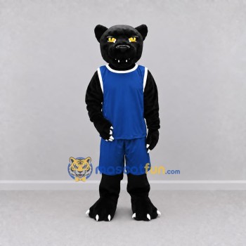 Custom Black and Blue Panther in Sportswear Mascot Costume Adult Full Body Suit for Sports Events Custom Black and Blue Panther in Sportswear Mascot Costume Adult Full Body Suit for Sports Events