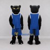 Custom Black and Blue Panther in Sportswear Mascot Costume Adult Full Body Suit for Sports Events Custom Black and Blue Panther in Sportswear Mascot Costume Adult Full Body Suit for Sports Events